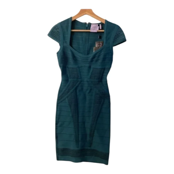 green emerald velvet dress THE GRACIE MIDI DRESS – HERVÉ LÉGER main image 0